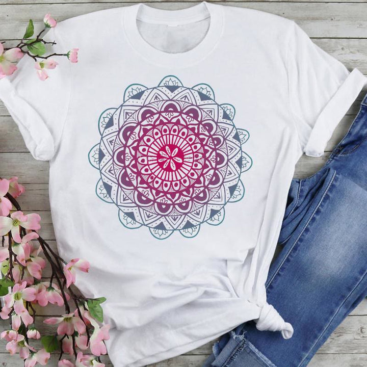 Maglietta Olivenorma in cotone con stampa di elefante e loto colorato - Rosa di loto rosso - 2XL - image 8