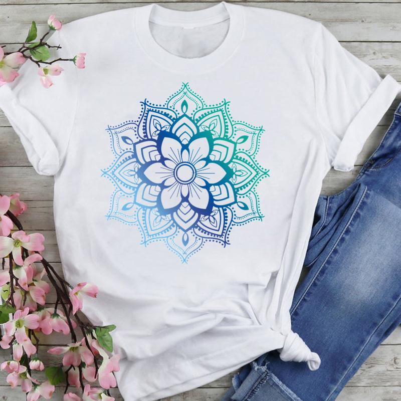 Maglietta Olivenorma in cotone con stampa di elefante e loto colorato - Loto blu-verde - 2XL - image 13