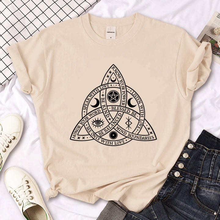 Maglietta Olivenorma con stampa gotica "Triple Moon Witch" color cachi - Triquetra - 2XL - image 19