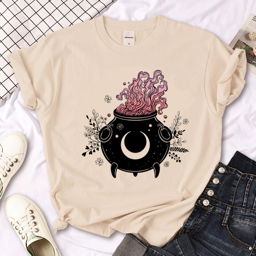 Maglietta Olivenorma con stampa gotica "Triple Moon Witch" color cachi - Barattolo magico - 2XL - image 20