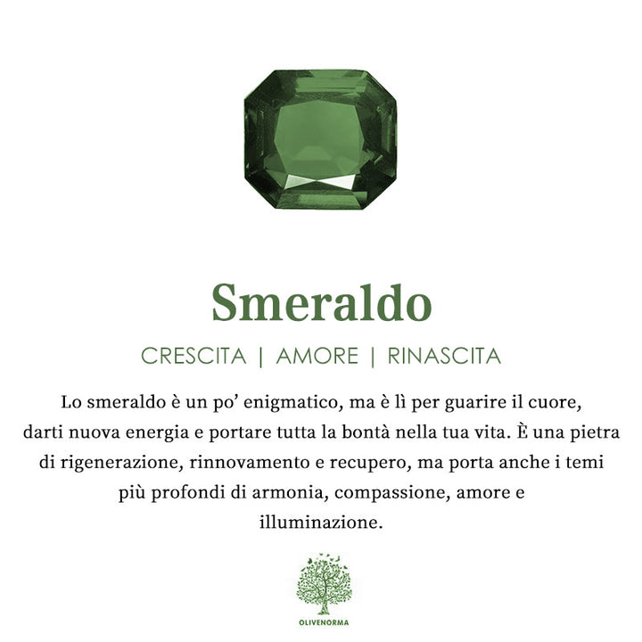 Olivenorma Anello Vintage Foglia di Smeraldo con Zircone 