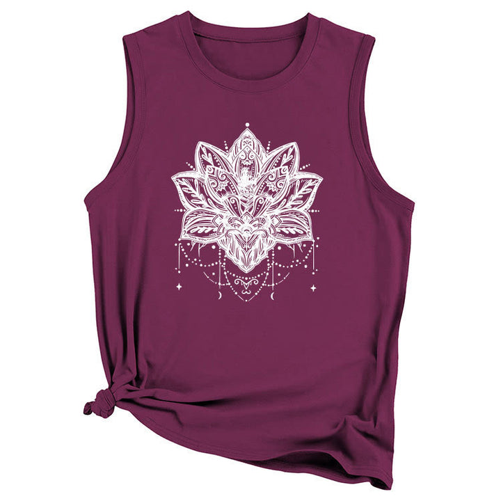 T-shirt senza maniche con stampa Olivenorma Lotus