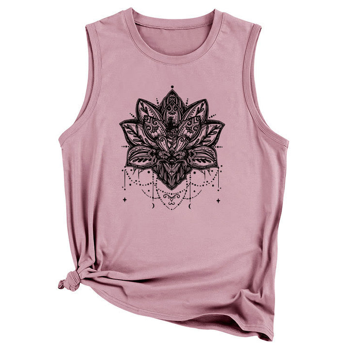 T-shirt senza maniche con stampa Olivenorma Lotus