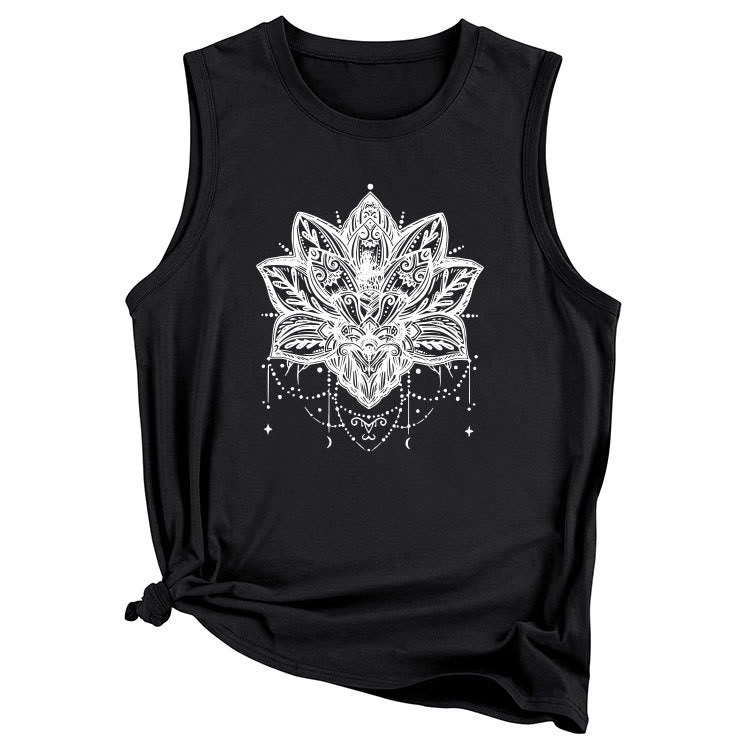 T-shirt senza maniche con stampa Olivenorma Lotus