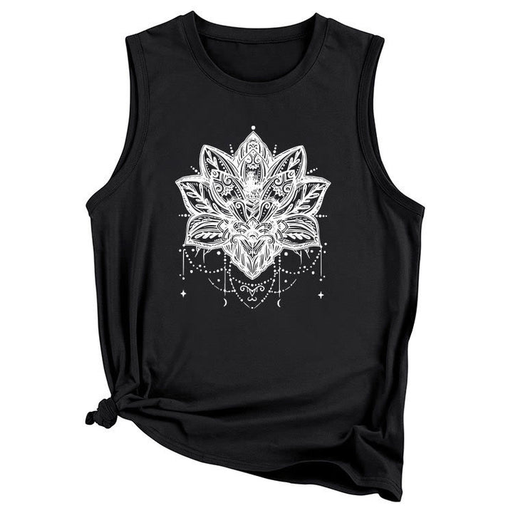 T-shirt senza maniche con stampa Olivenorma Lotus