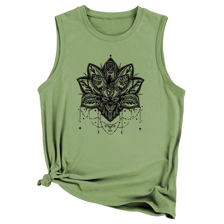 T-shirt senza maniche con stampa Olivenorma Lotus