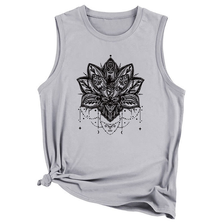T-shirt senza maniche con stampa Olivenorma Lotus