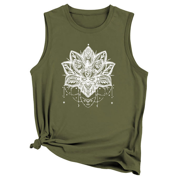 T-shirt senza maniche con stampa Olivenorma Lotus