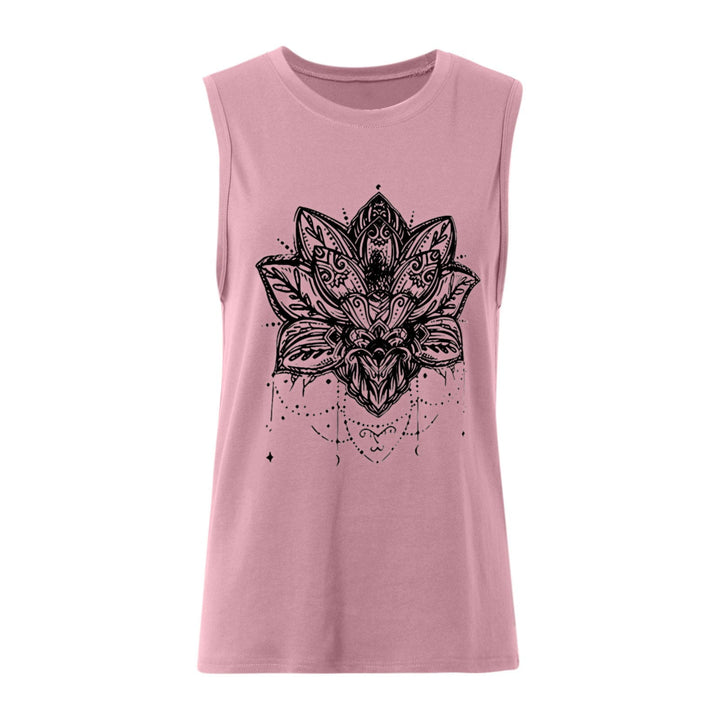T-shirt senza maniche con stampa Olivenorma Lotus