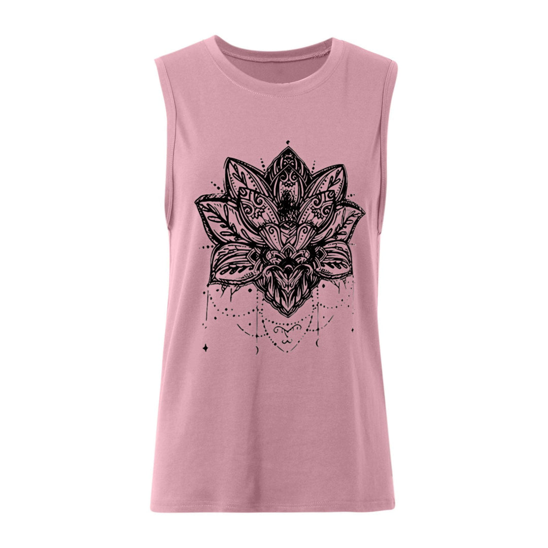 T-shirt senza maniche con stampa Olivenorma Lotus