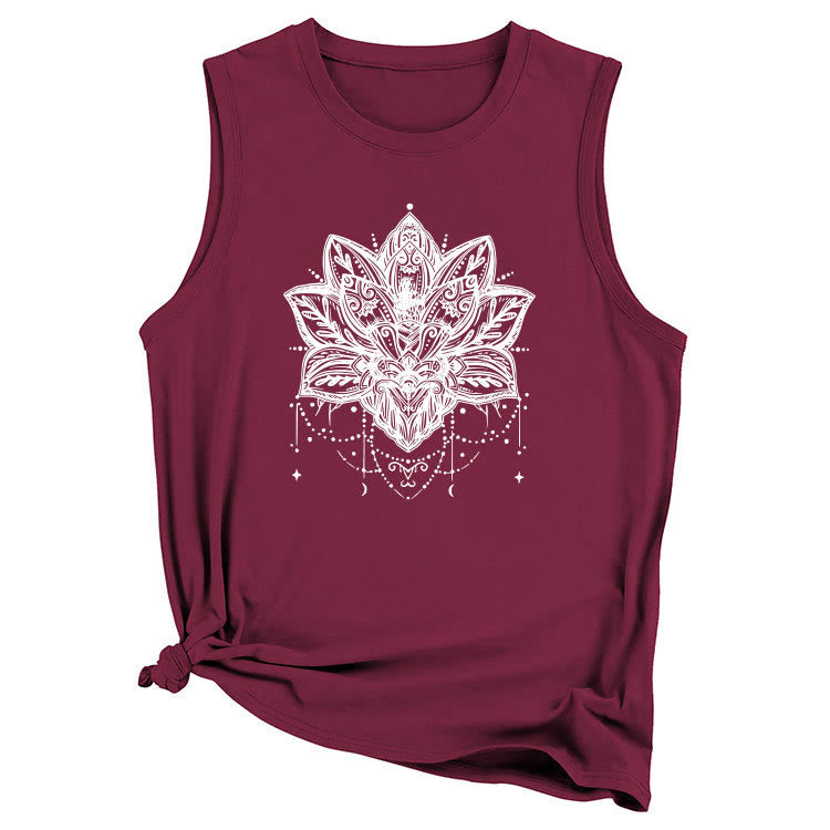 T-shirt senza maniche con stampa Olivenorma Lotus