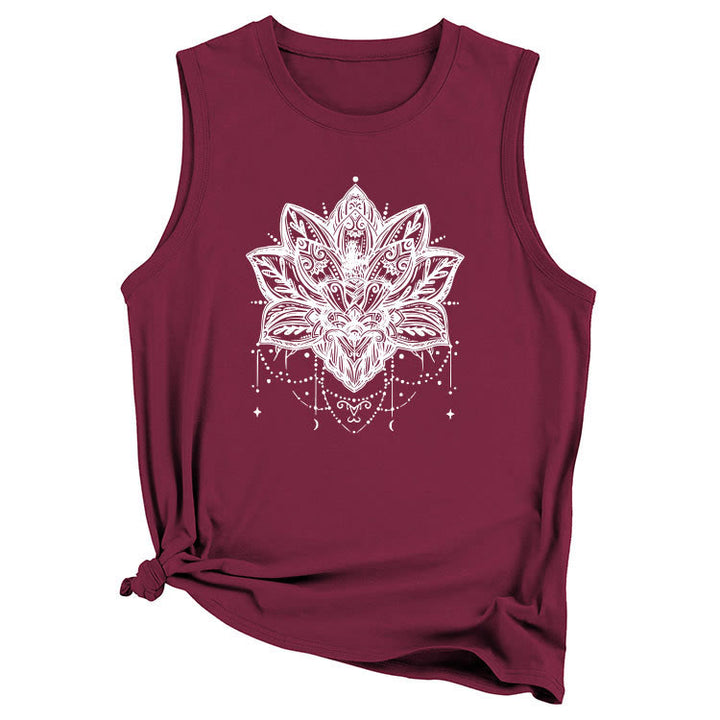 T-shirt senza maniche con stampa Olivenorma Lotus