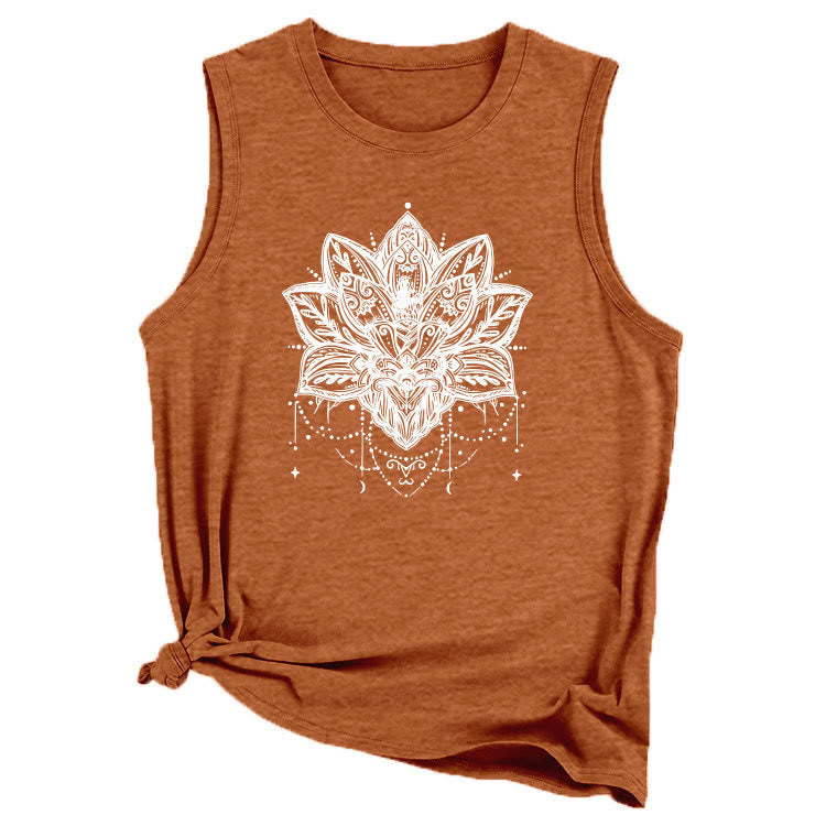 T-shirt senza maniche con stampa Olivenorma Lotus