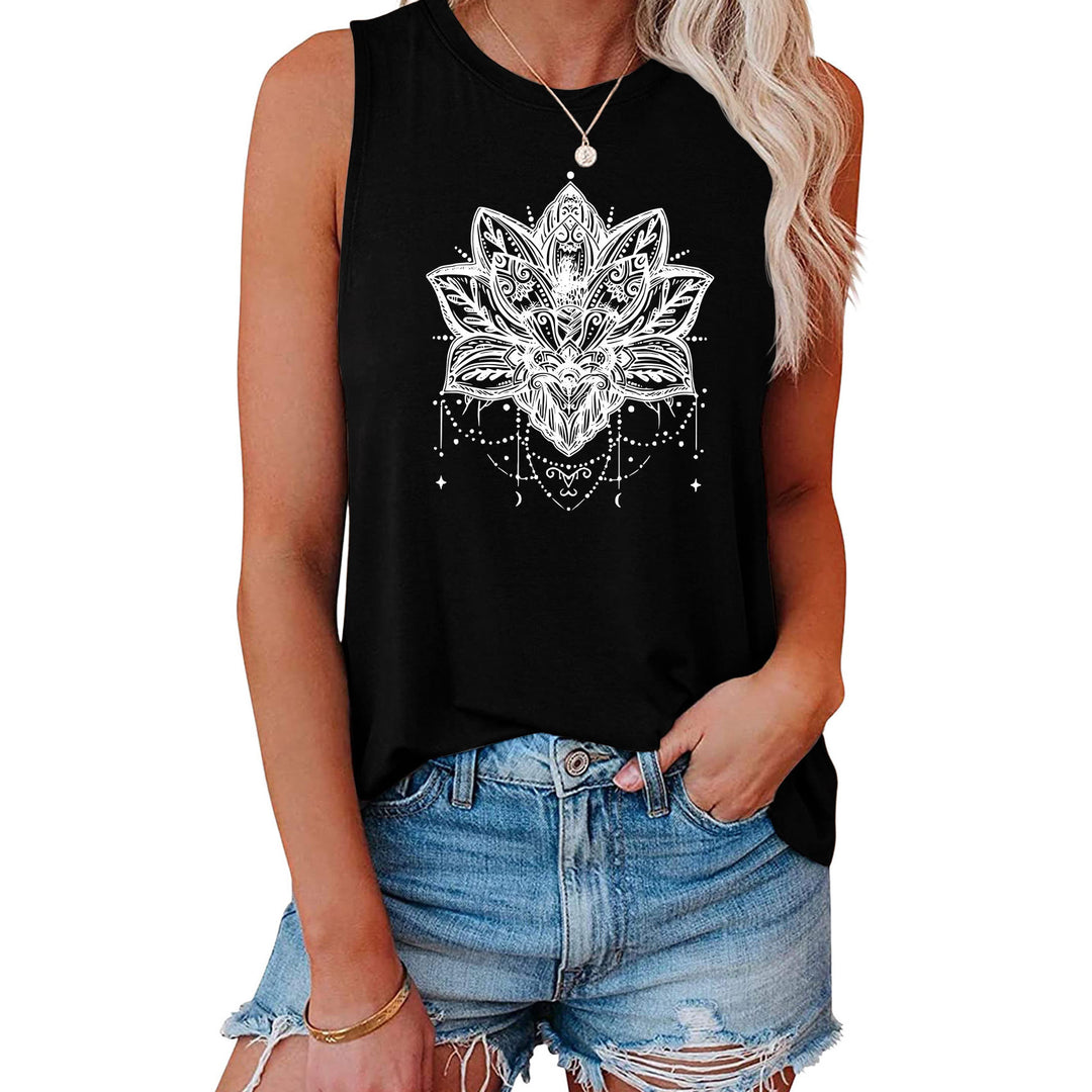 T-shirt senza maniche con stampa Olivenorma Lotus