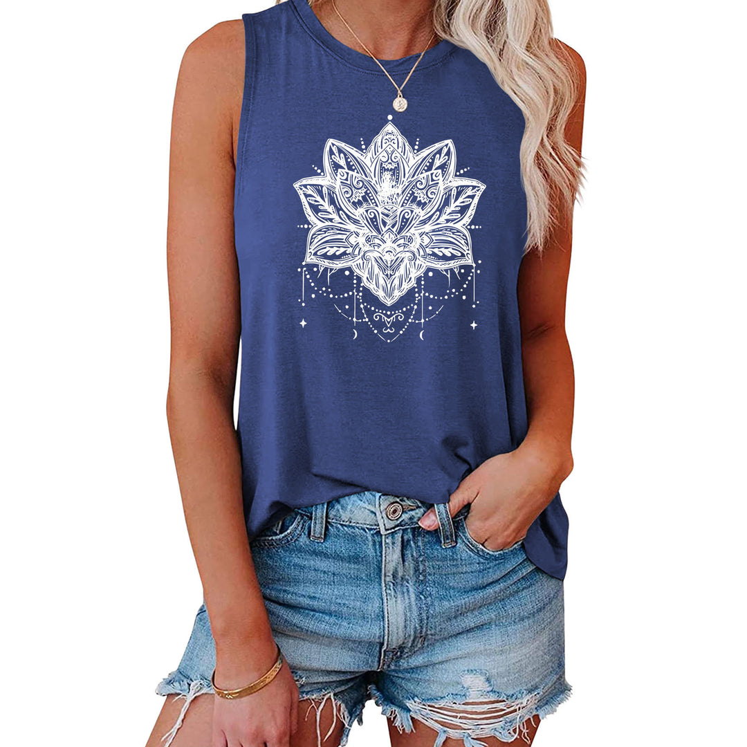 T-shirt senza maniche con stampa Olivenorma Lotus - Blu - XL - image 0