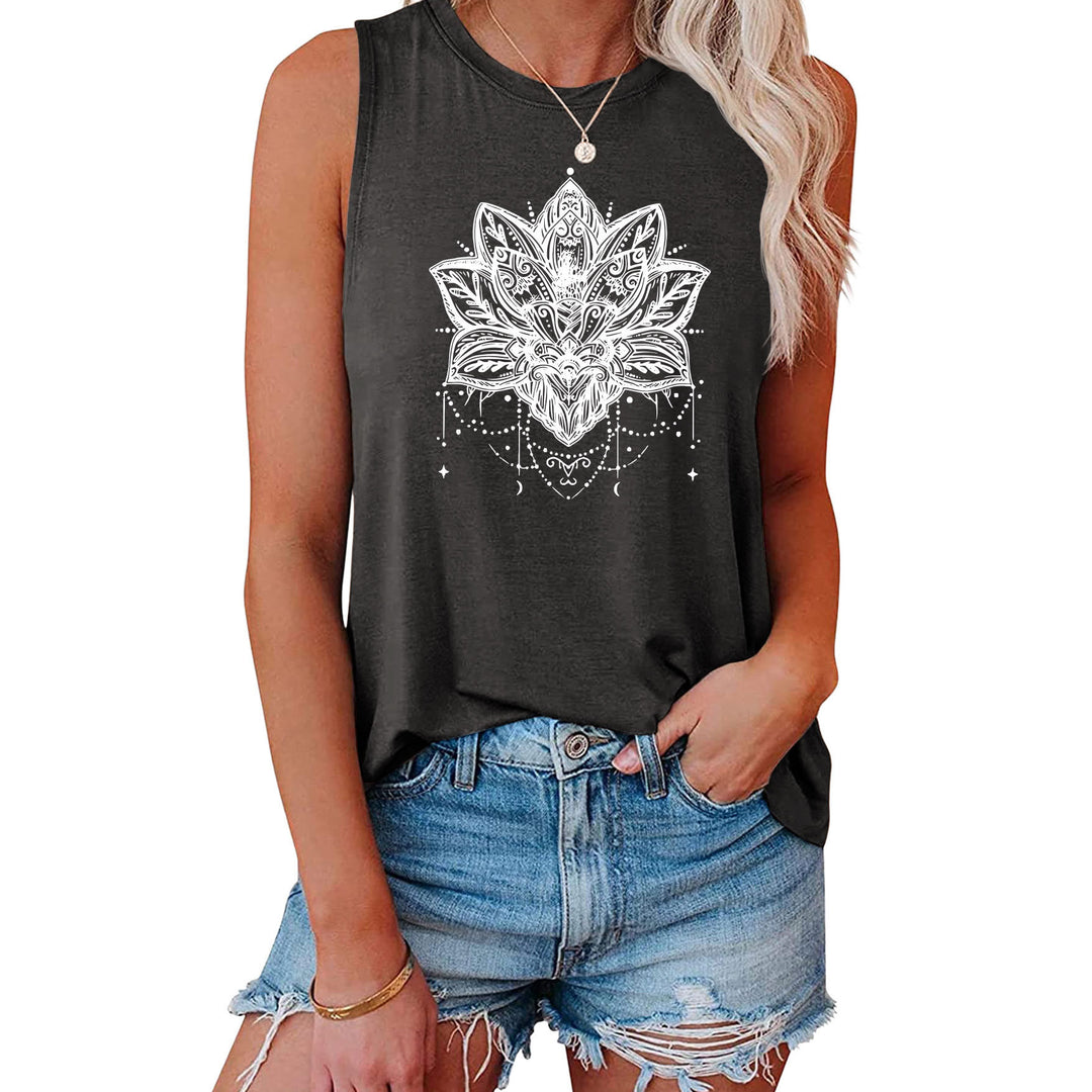 T-shirt senza maniche con stampa Olivenorma Lotus
