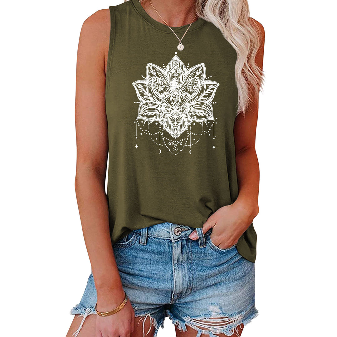 T-shirt senza maniche con stampa Olivenorma Lotus