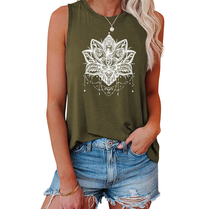 T-shirt senza maniche con stampa Olivenorma Lotus