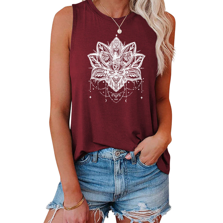 T-shirt senza maniche con stampa Olivenorma Lotus - Rosso vino - XL - image 11