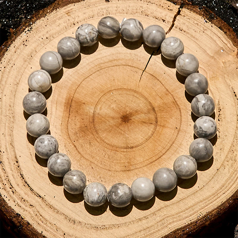 Bracciale Olivenorma con perline di diaspro grigio naturale da 6/8/10 mm