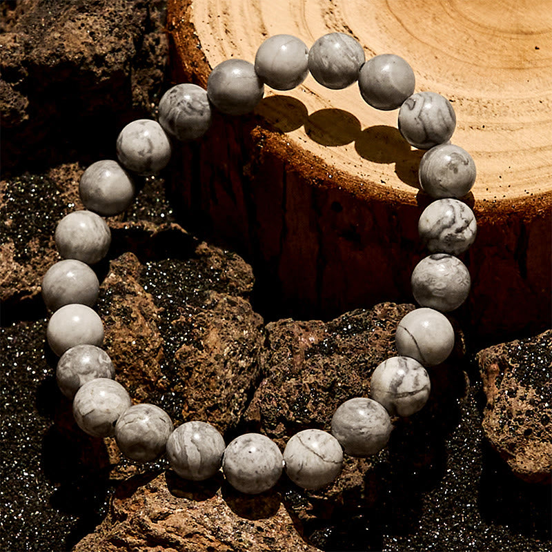 Bracciale Olivenorma con perline di diaspro grigio naturale da 6/8/10 mm