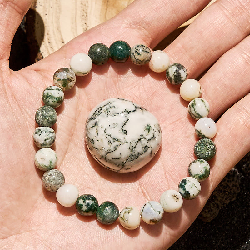 Bracciale Olivenorma con perline di agata muschiata naturale da 8 mm