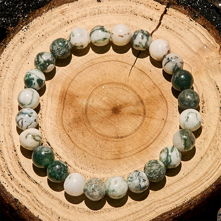 Bracciale Olivenorma con perline di agata muschiata naturale da 8 mm