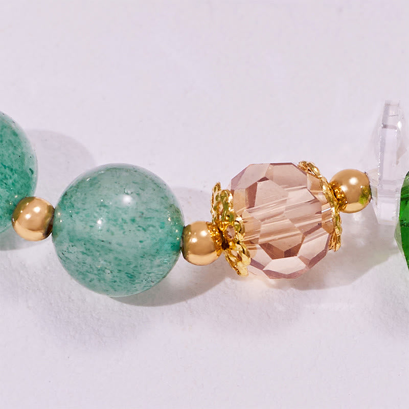 Bracciale Olivenorma con ciondolo a forma di cuore in vetro trasparente e avventurina verde