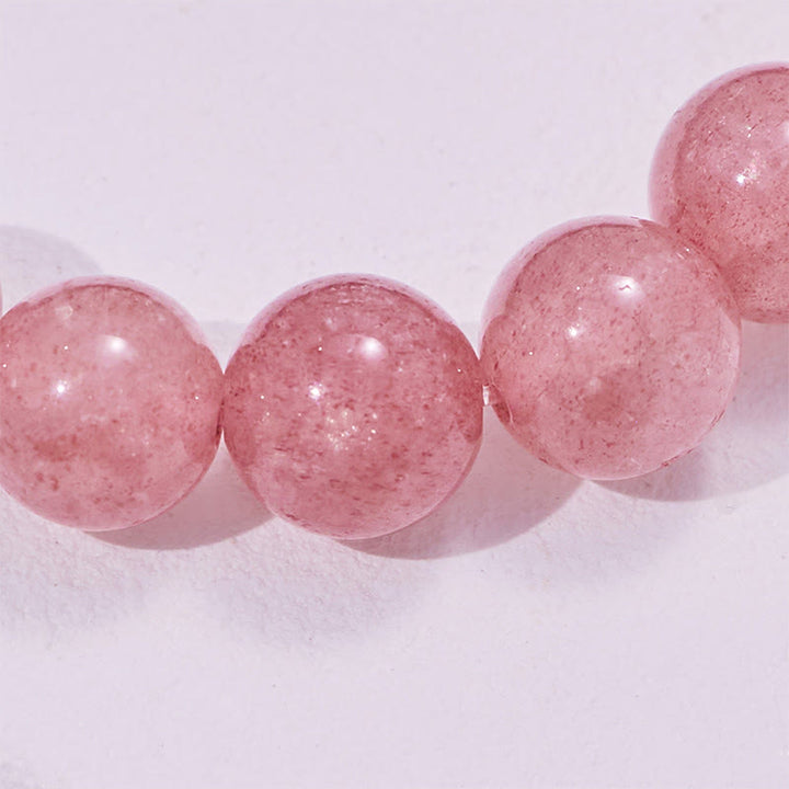 Bracciale Olivenorma con perline in quarzo fragola, argento e ossidiana