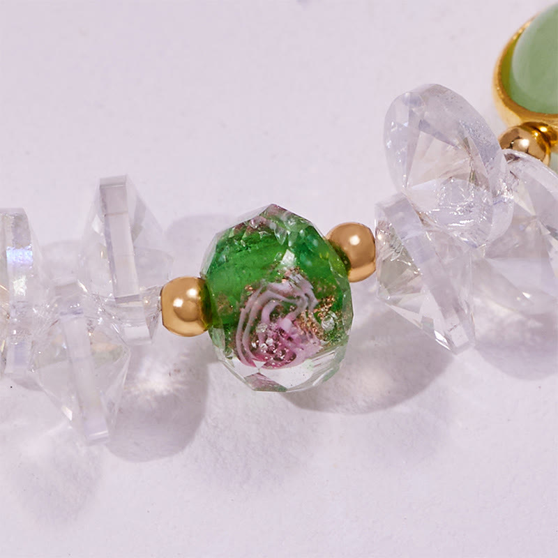 Bracciale con perline smaltate in pietra occhio di gatto verde Olivenorma