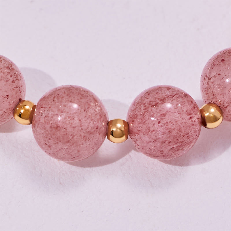 Bracciale Olivenorma con perle di quarzo fantasma verde e quarzo fragola