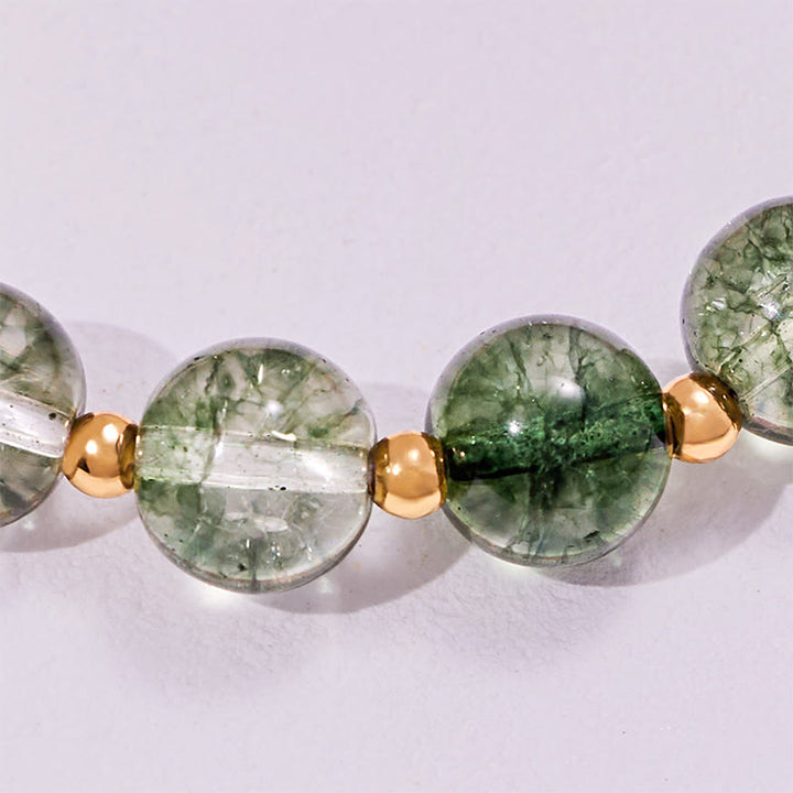 Bracciale Olivenorma con perle di quarzo fantasma verde e quarzo fragola