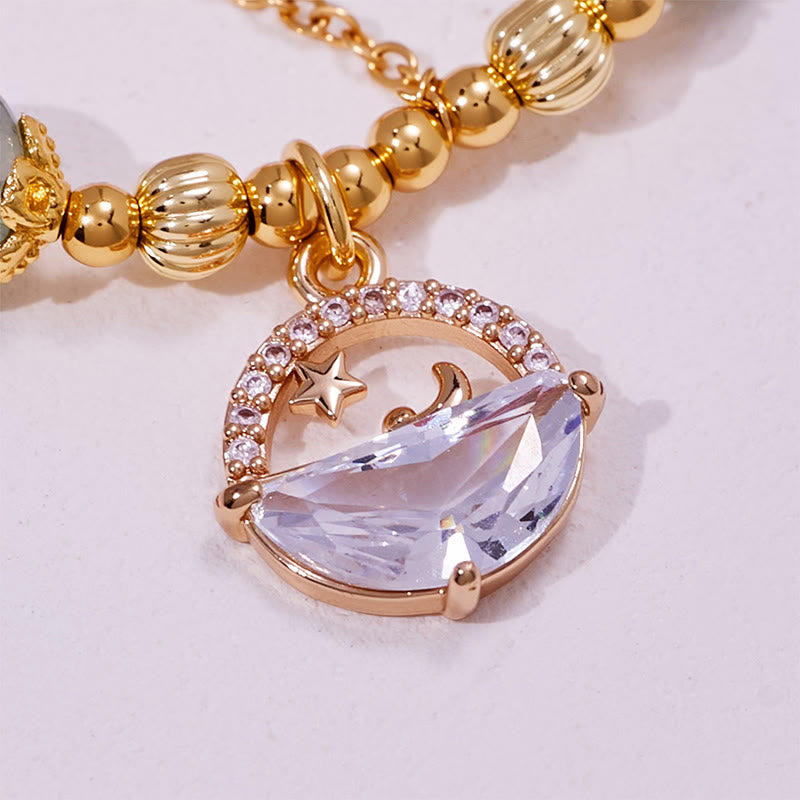 Bracciale in perle di vetro trasparente di quarzo fantasma verde Olivenorma