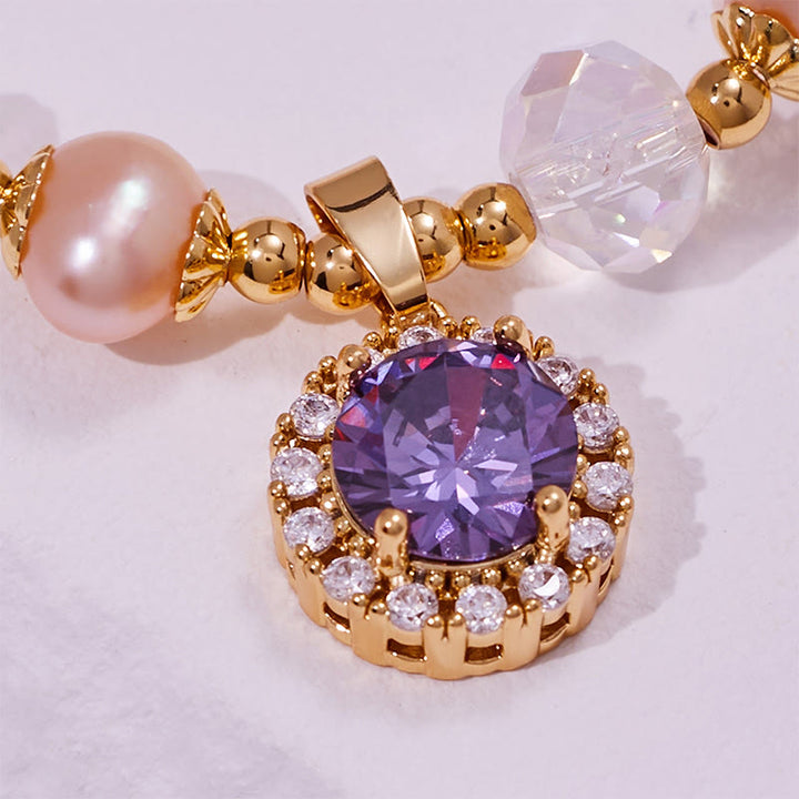 Bracciale con ciondolo in ametista e perle d'acqua dolce Olivenorma