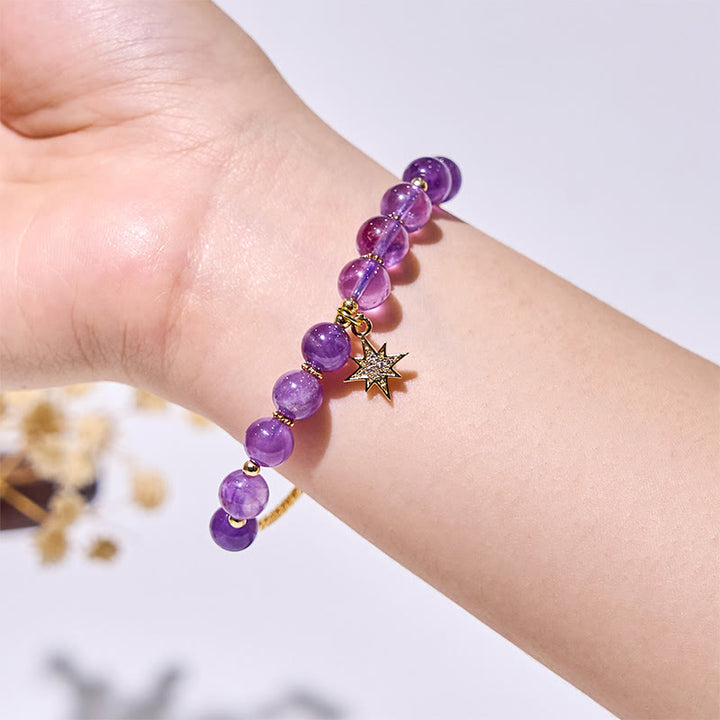 Bracciale con ciondolo a stella a otto punte in perline di ametista Olivenorma