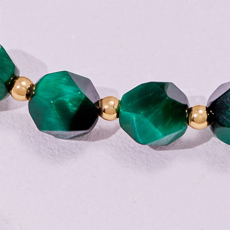 Bracciale Olivenorma con perline in occhio di tigre verde sfaccettato