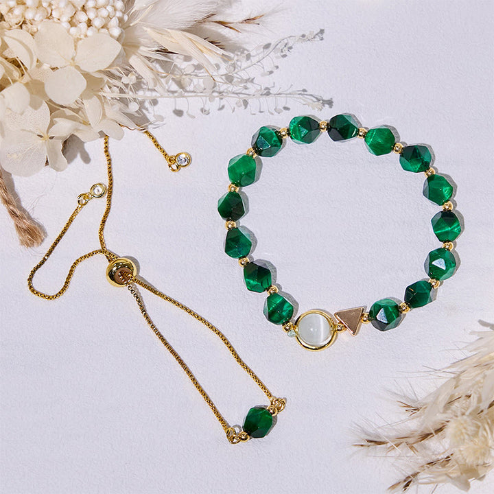 Bracciale Olivenorma con perline in occhio di tigre verde sfaccettato
