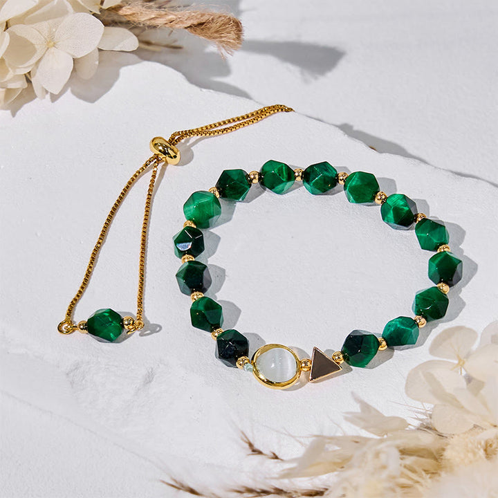 Bracciale Olivenorma con perline in occhio di tigre verde sfaccettato