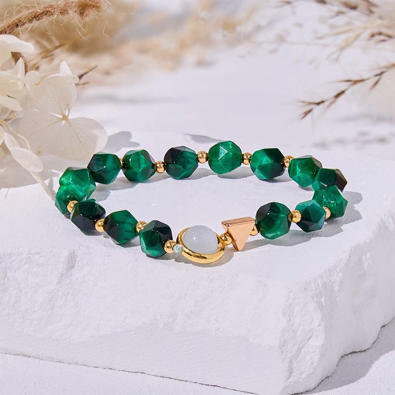 Bracciale Olivenorma con perline in occhio di tigre verde sfaccettato