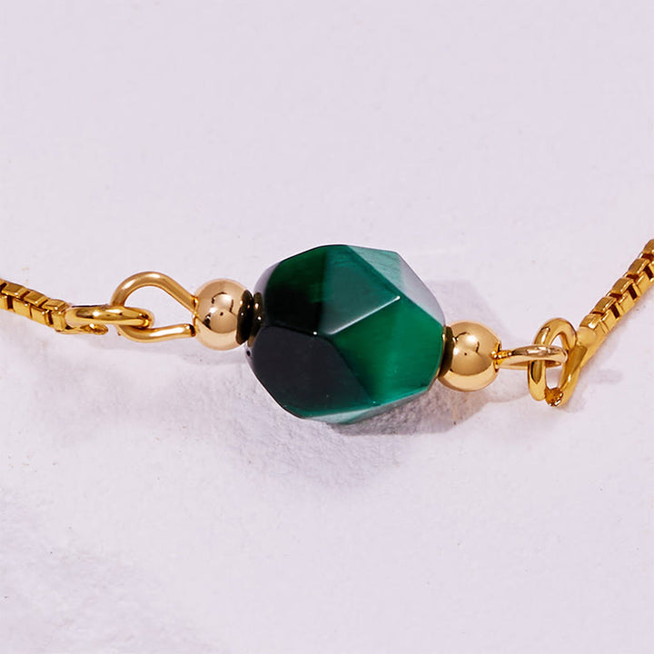 Bracciale Olivenorma con perline in occhio di tigre verde sfaccettato