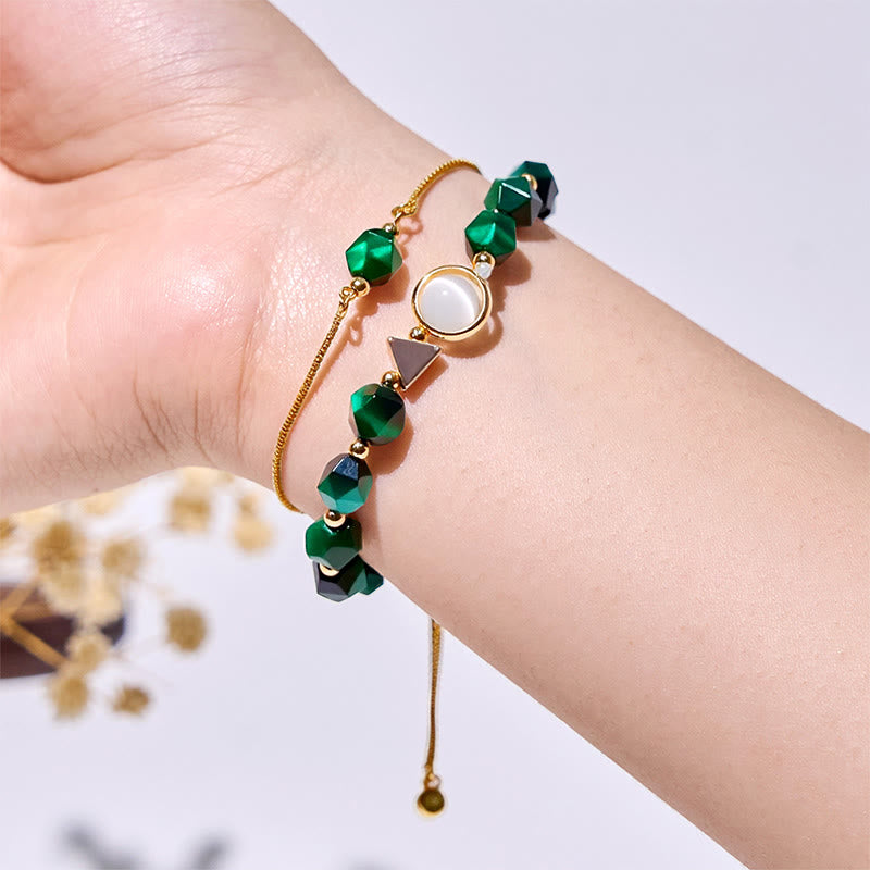 Bracciale Olivenorma con perline in occhio di tigre verde sfaccettato