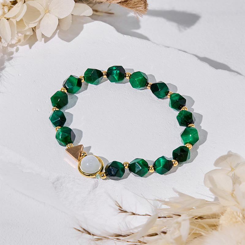 Bracciale Olivenorma con perline in occhio di tigre verde sfaccettato