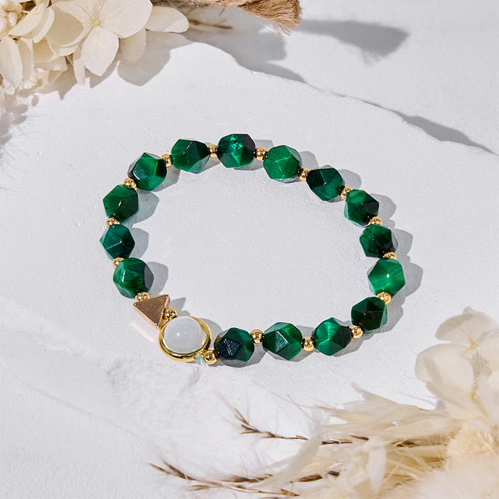 Bracciale Olivenorma con perline in occhio di tigre verde sfaccettato
