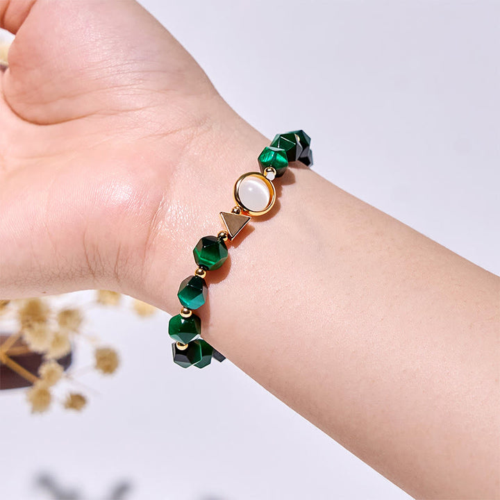 Bracciale Olivenorma con perline in occhio di tigre verde sfaccettato