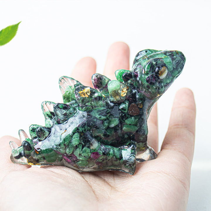 Decorazione con pietra preziosa a forma di dinosauro, in resina epossidica di cristallo Olivenorma