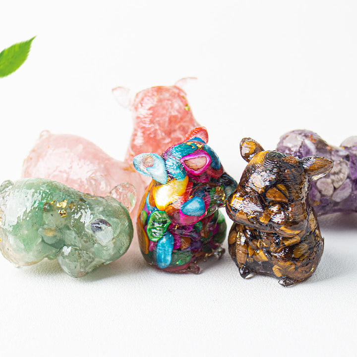 Decorazione in pietra preziosa Olivenorma Crystal Epoxy a forma di criceto