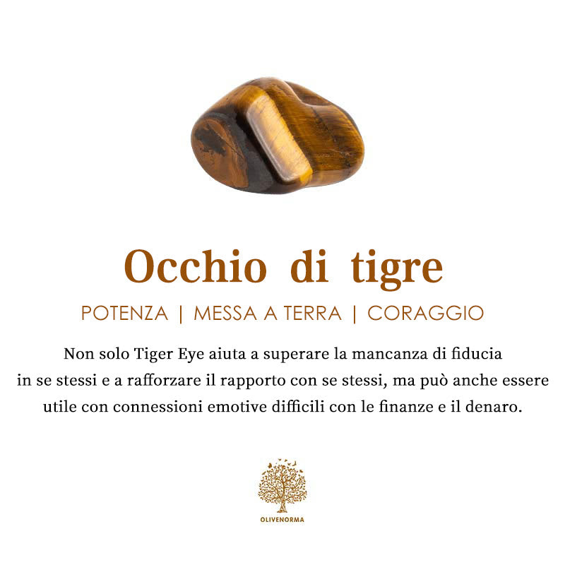 Anello aperto vintage in pietra naturale occhio di tigre Olivenorma