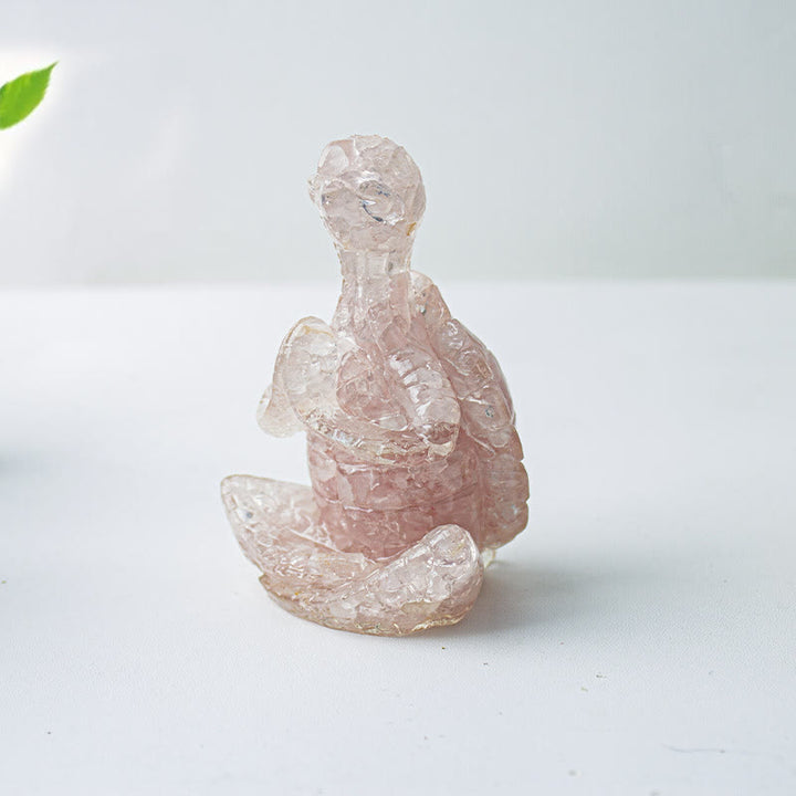 Decorazione in pietra preziosa a forma di tartaruga meditante in resina epossidica di cristallo Olivenorma