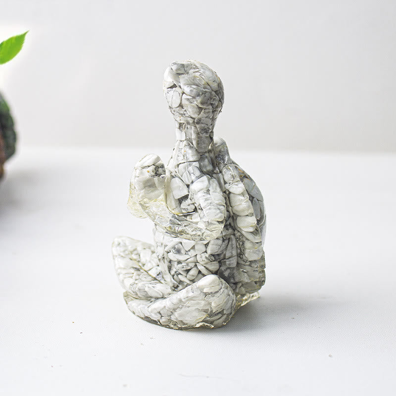 Decorazione in pietra preziosa a forma di tartaruga meditante in resina epossidica di cristallo Olivenorma