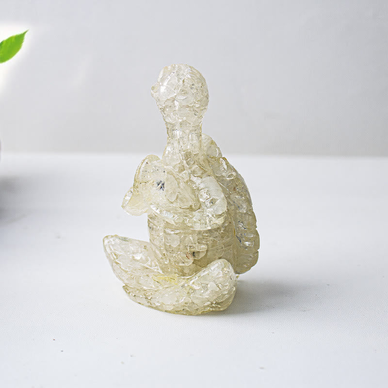 Decorazione in pietra preziosa a forma di tartaruga meditante in resina epossidica di cristallo Olivenorma